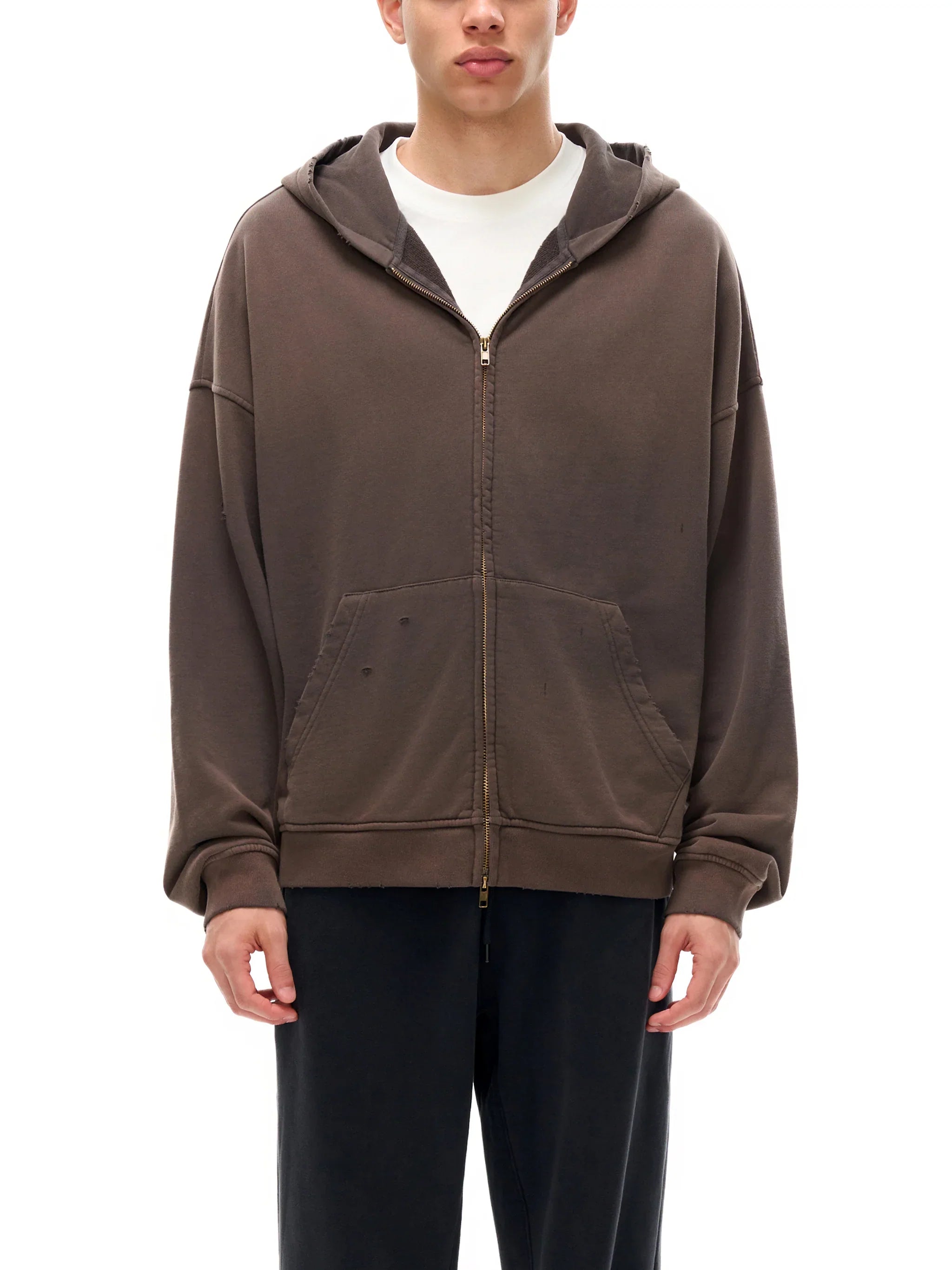 Hand-Frayed Sunfade Zip Hoodie